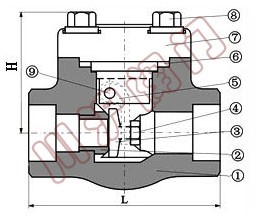 鍛鋼內(nèi)螺紋止回閥結構圖